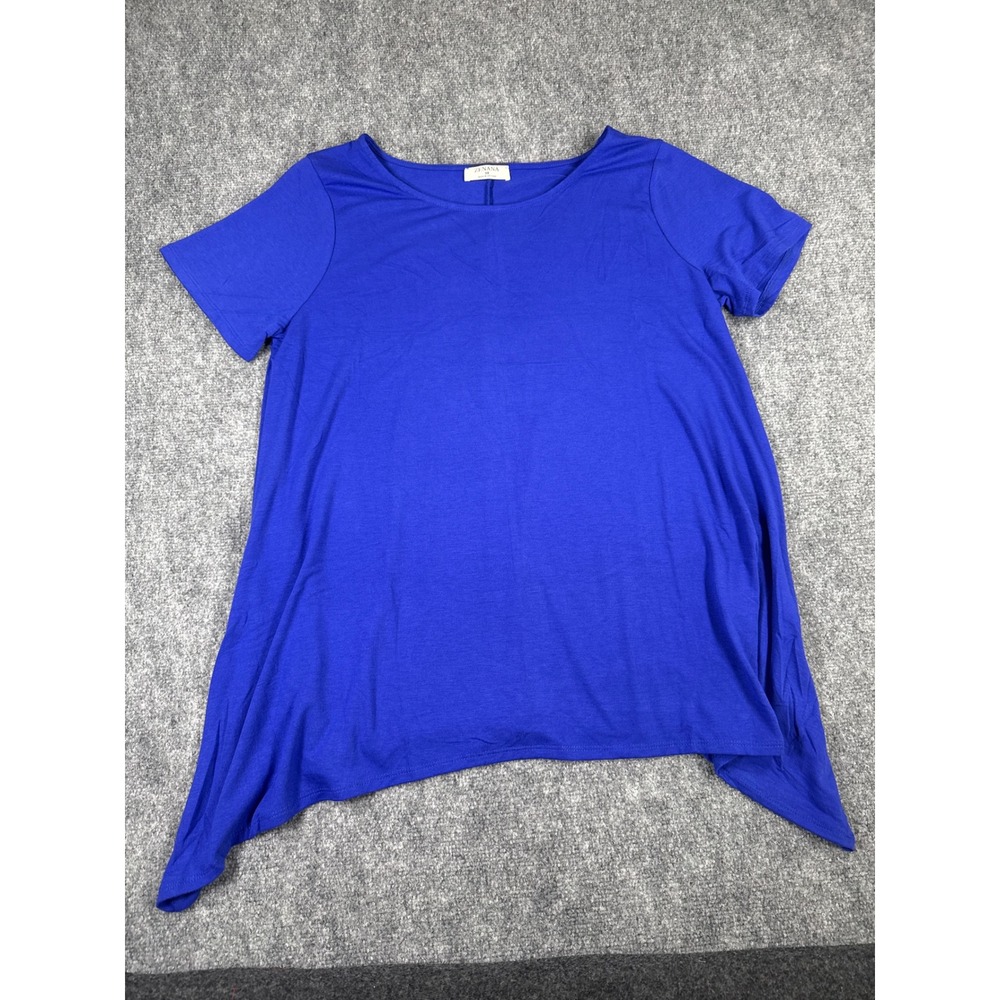 Zenana Womens 3X‎ Royal Blue Sharkbite Hem Short Sleeve Tunic Top NEW